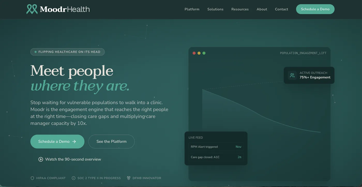 Moodr Health homepage